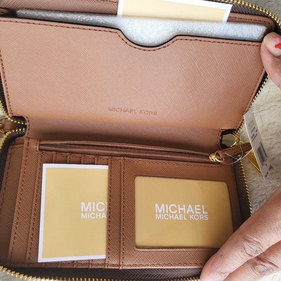 Michael Kors Jet Set Travel Large Flat Phone Case Brown - Picture 3 of 8